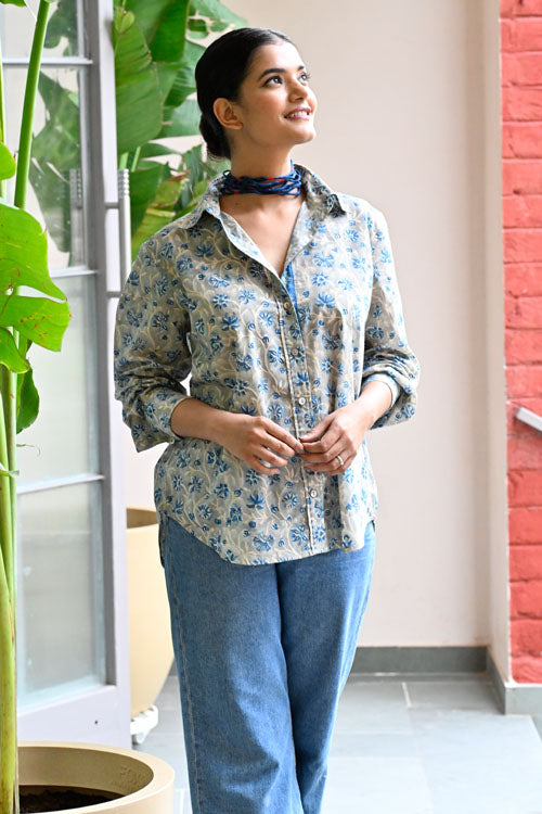 Dharan Kantha Embroidery "Dark Grey Vibe Shirt"