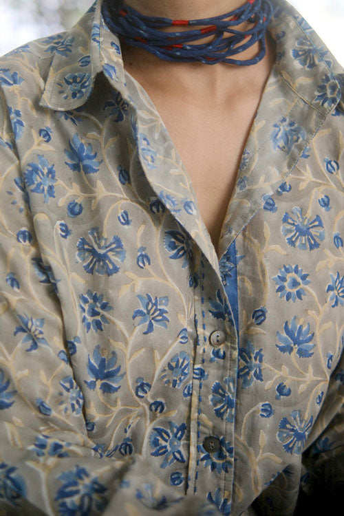 Dharan Kantha Embroidery "Dark Grey Vibe Shirt"