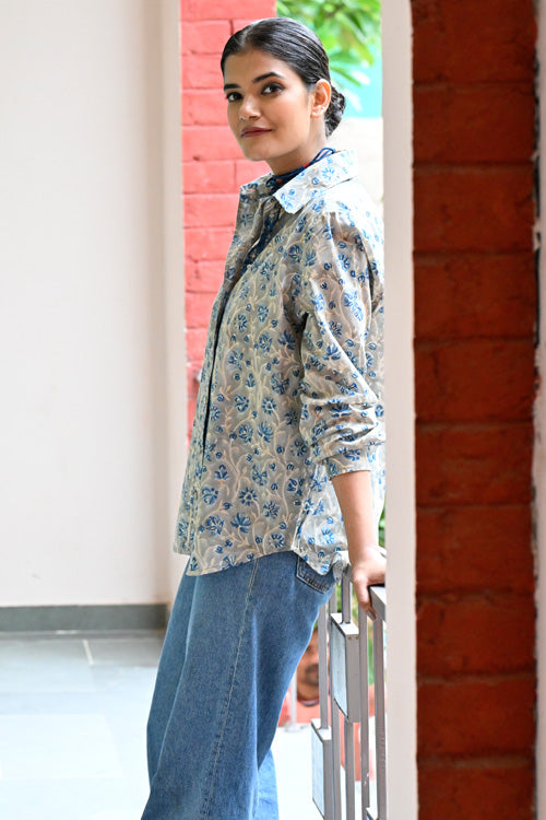 Dharan Kantha Embroidery "Dark Grey Vibe Shirt"