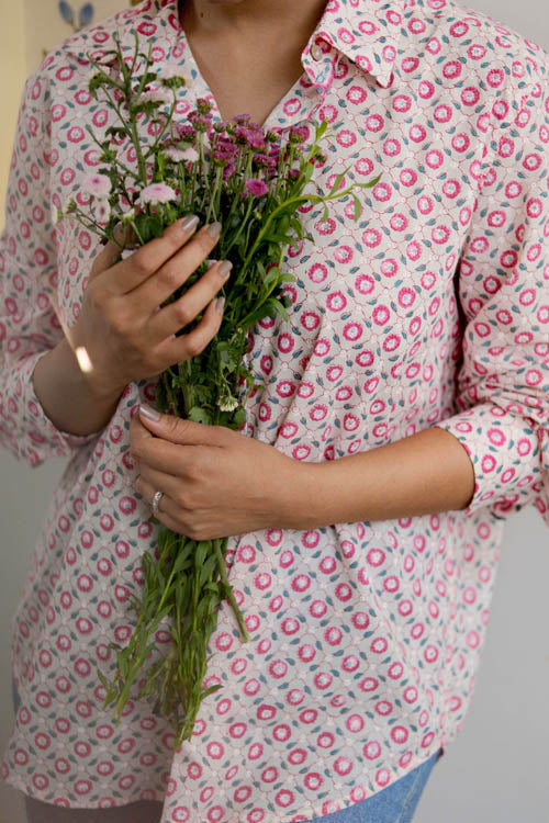 Dharan Kantha Embroidery "Pink Vibe Shirt"