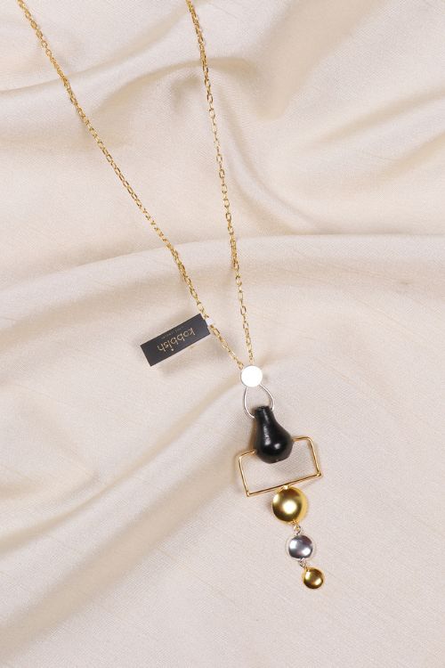 Kabbish'S Surahi Three Dot Pendent Of Black Pottery, Terracotta