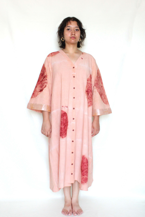 Bageeya “Mrigank ” Natural Dyed Handcrafted Organic Cotton Button Down Dress