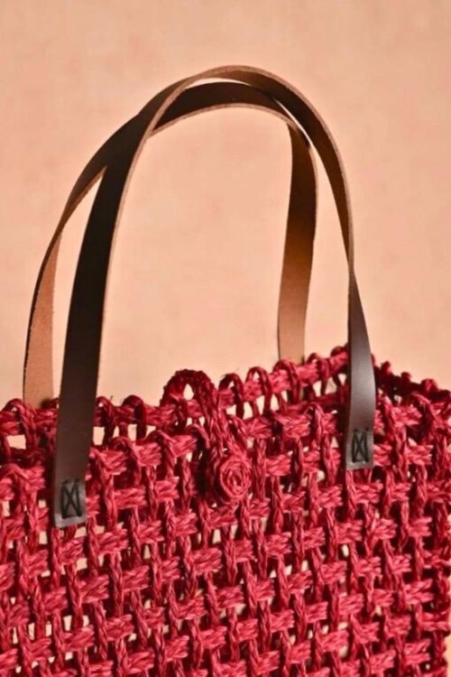 Kadam Haat Handmade Sabai Grass Mesh Bag - Large (Surkhi)