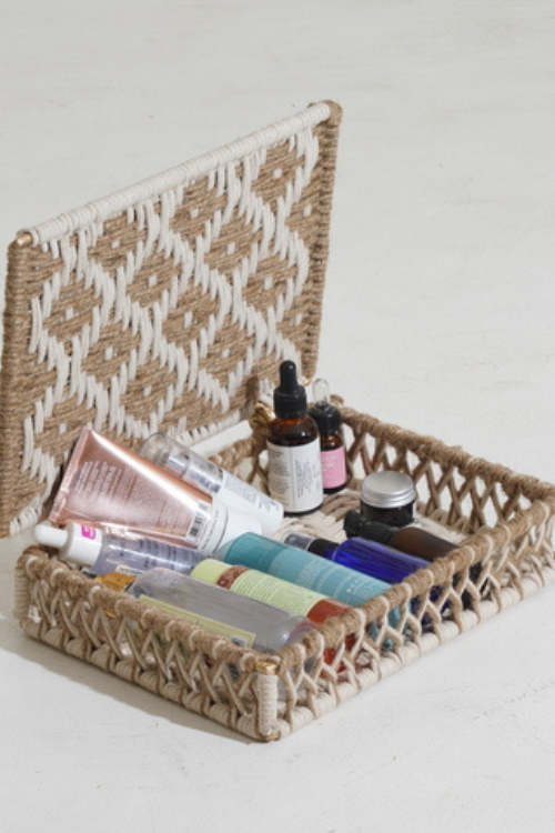 Sirohi Jute And White Multifunctional Box