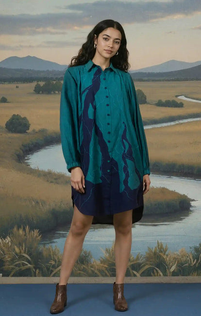 Okhai "Ganges" Hand Applique and Embroidery work Pure Cotton Free Size Dress