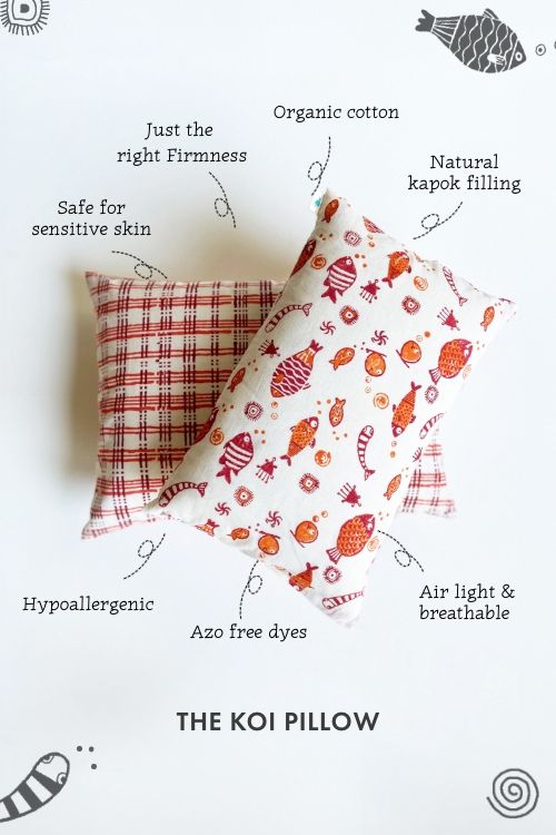 Whitewater Kids Gift Set - Organic Fish Print Kapok Pillow with Maracas