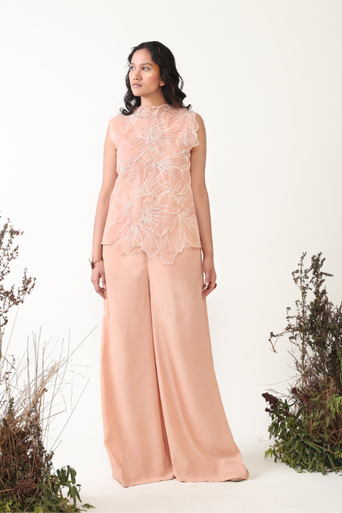 Chambray & Co.'S Gaia Resham Thread Emboirdered Silk Coord Set