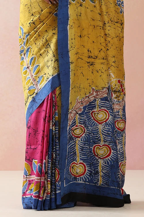 GC 'Feather' Handwoven Hand Batik Pure Silk with SilkMark Saree