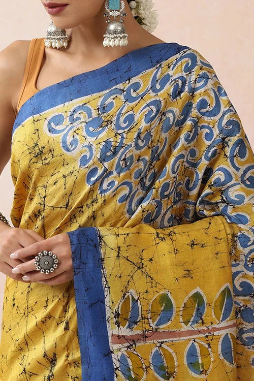 GC 'Feather' Handwoven Hand Batik Pure Silk with SilkMark Saree