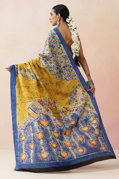 GC 'Feather' Handwoven Hand Batik Pure Silk with SilkMark Saree