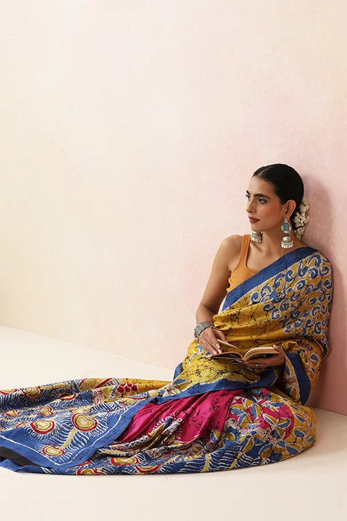 GC 'Feather' Handwoven Hand Batik Pure Silk with SilkMark Saree