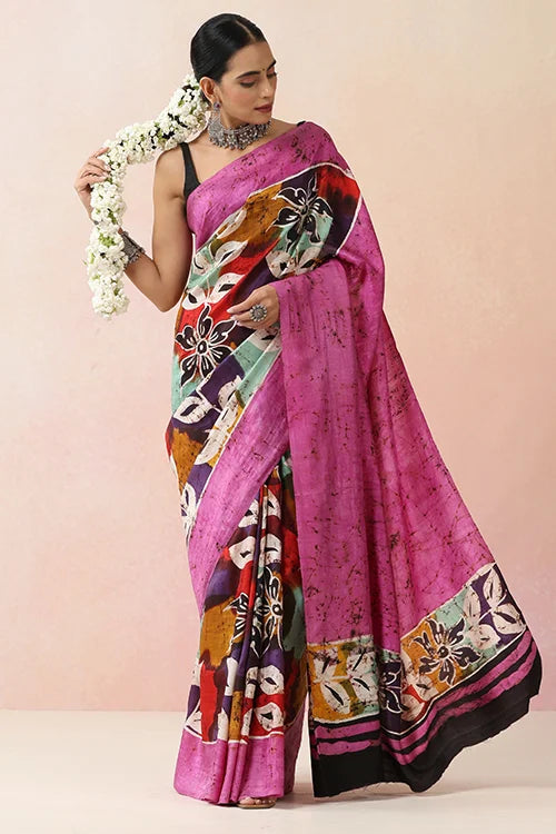 GC 'Canvas' Handwoven Hand Batik Pure Silk with SilkMark Saree