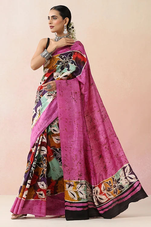 GC 'Canvas' Handwoven Hand Batik Pure Silk with SilkMark Saree
