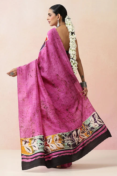GC 'Canvas' Handwoven Hand Batik Pure Silk with SilkMark Saree