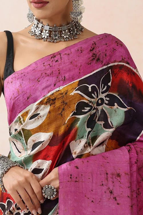 GC 'Canvas' Handwoven Hand Batik Pure Silk with SilkMark Saree