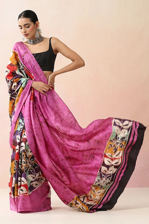 GC 'Canvas' Handwoven Hand Batik Pure Silk with SilkMark Saree