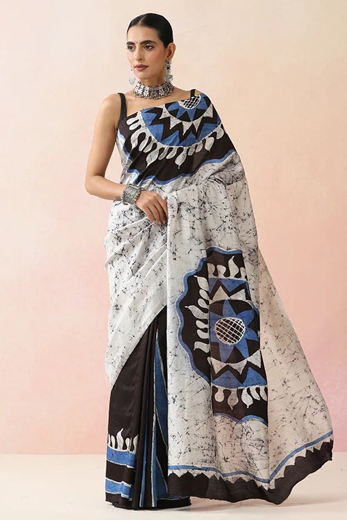 GC 'Chakra' Handwoven Hand Batik Pure Silk with SilkMark Saree