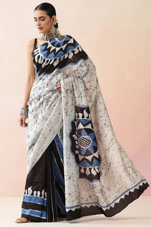 GC 'Chakra' Handwoven Hand Batik Pure Silk with SilkMark Saree