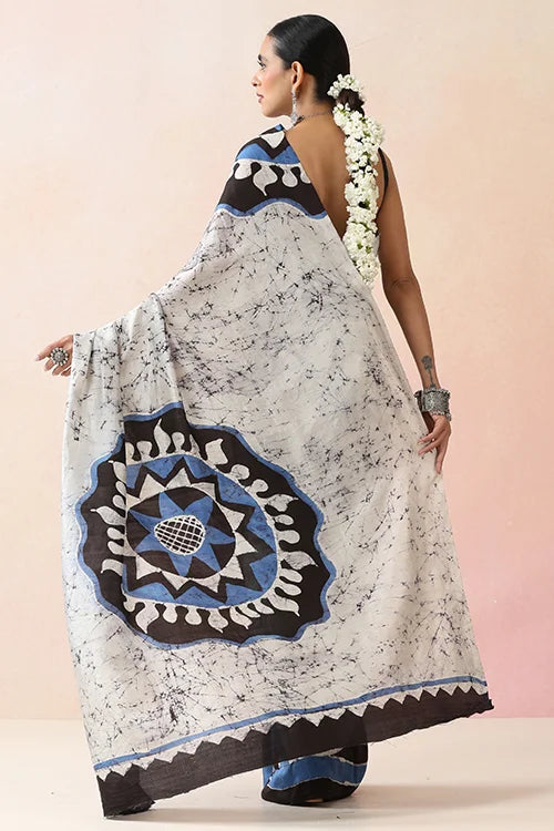 GC 'Chakra' Handwoven Hand Batik Pure Silk with SilkMark Saree