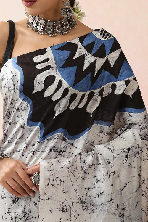 GC 'Chakra' Handwoven Hand Batik Pure Silk with SilkMark Saree