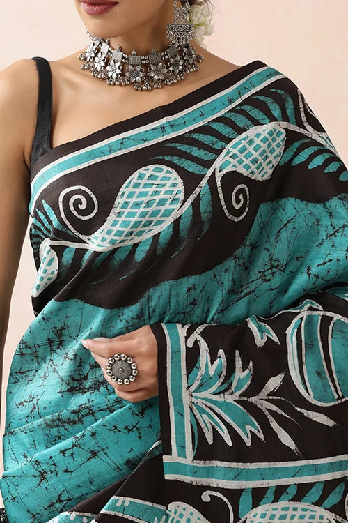 GC 'Nartaki' Handwoven Hand Batik Pure Silk with SilkMark Saree