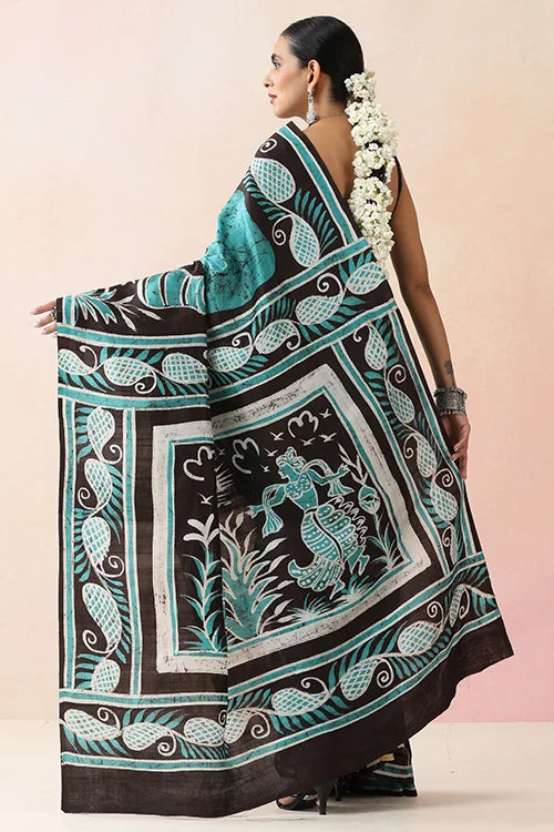 GC 'Nartaki' Handwoven Hand Batik Pure Silk with SilkMark Saree