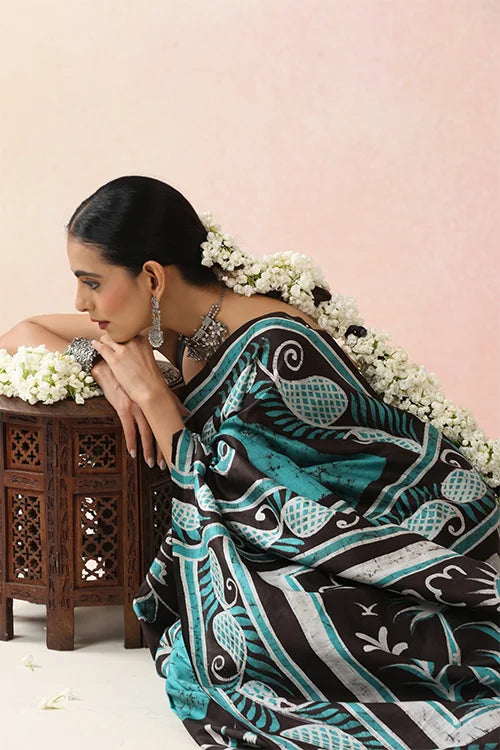 GC 'Nartaki' Handwoven Hand Batik Pure Silk with SilkMark Saree