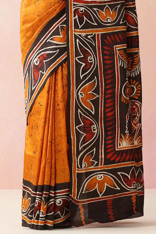 GC 'Terracota' Handwoven Hand Batik Pure Silk with SilkMark Saree