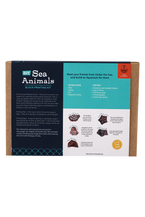 POTLI Handmade Block Prinitng DIY kit - Sea Animals