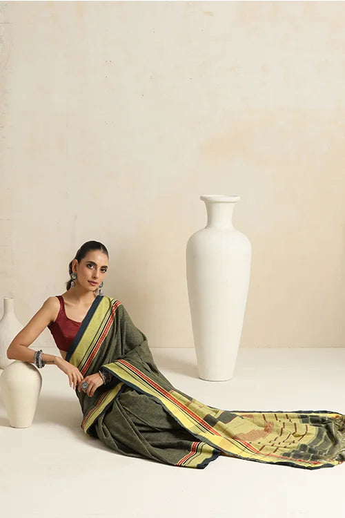 Punarjeevana Green Body Yellow Border Reversible Anne Hejje