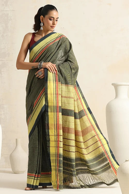 Punarjeevana Green Body Yellow Border Reversible Anne Hejje