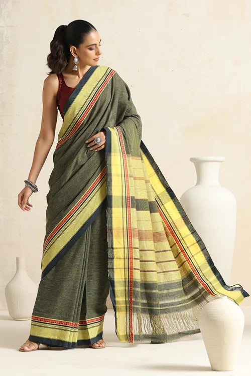 Punarjeevana Green Body Yellow Border Reversible Anne Hejje