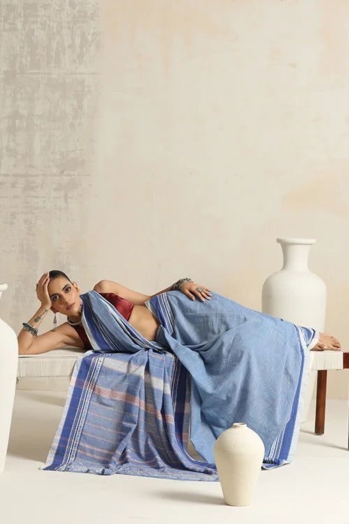 Punarjeevana Indigo Body White Indigo Border Reversible Anne Hejje