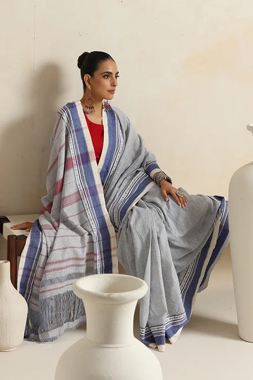 Punarjeevana Light Indigo Body Indigo  Border Reversible Anne Hejje