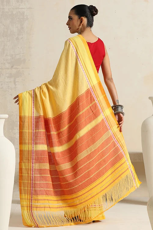 Punarjeevana Light Mango Body Yellow  Border Reversible Anne Hejje