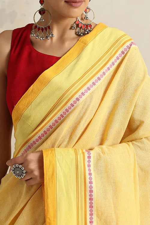 Punarjeevana Light Mango Body Yellow  Border Reversible Anne Hejje