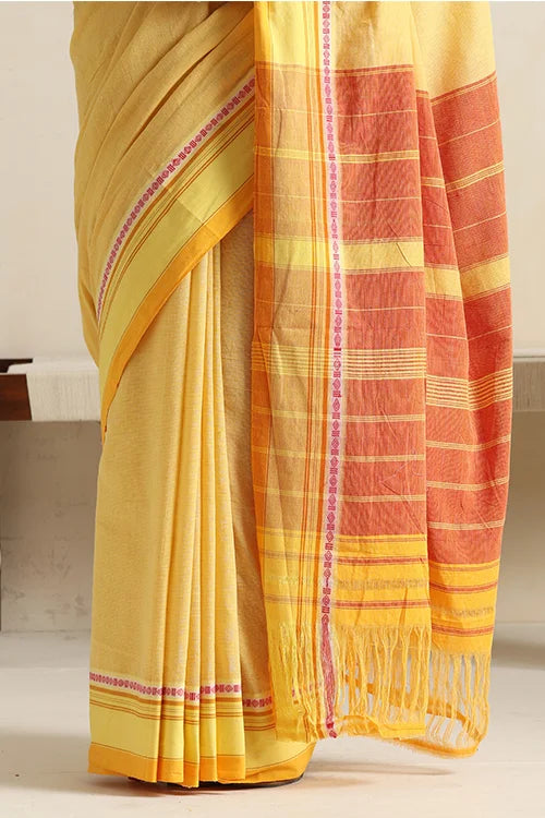 Punarjeevana Light Mango Body Yellow  Border Reversible Anne Hejje