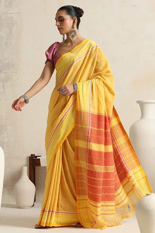 Punarjeevana Mango Body Yellow  Border Reversible Anne Hejje