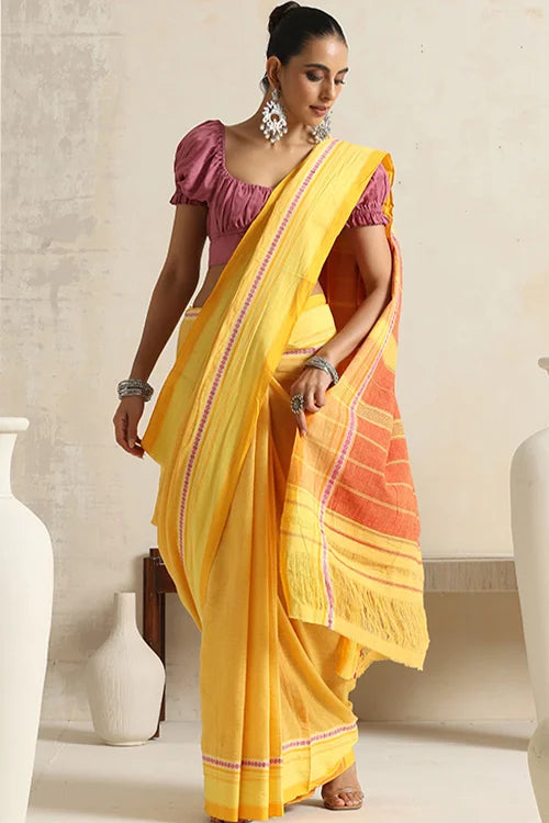 Punarjeevana Mango Body Yellow  Border Reversible Anne Hejje