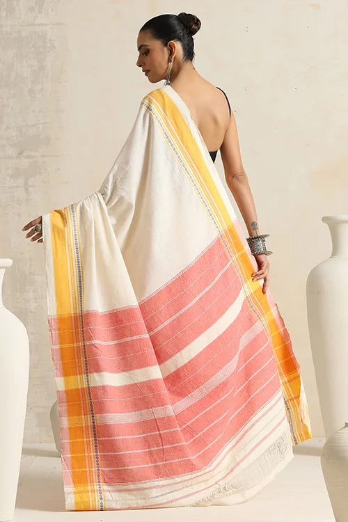 Punarjeevana Off White Body  Yellow Border Reversible Anne Hejje