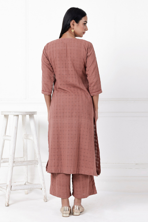 Bebaak Coco Lily Hand-Embroidered & Handwoven Kurta Set