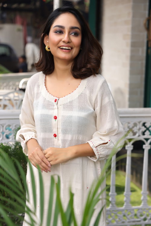 Bebaak Tara Rose Kora Handwoven & Hand Embroidered Tunic Set