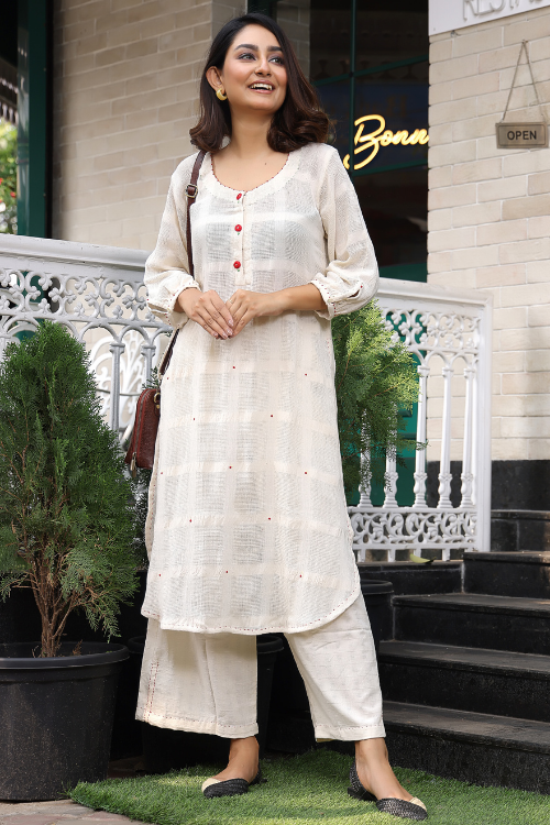 Bebaak Tara Rose Kora Handwoven & Hand Embroidered Tunic Set