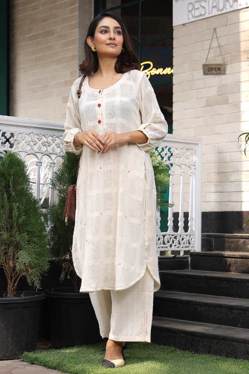 Bebaak Tara Rose Kora Handwoven & Hand Embroidered Tunic Set