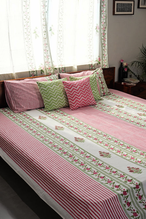 Sooti Syahi Artisan'S Dream Hand Block Printed Cotton Percale Bedsheet