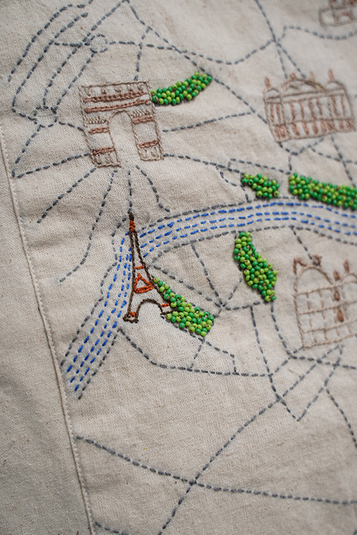 Okhai "Paris" Hand-Embroidered Pure Cotton Tote Bag