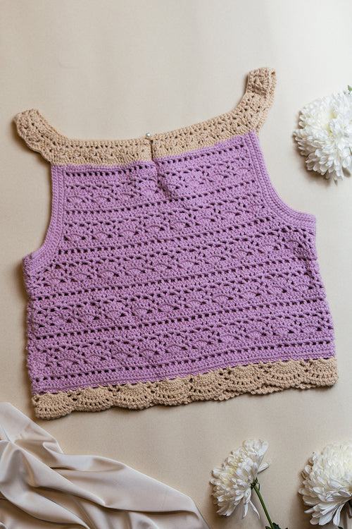 Samoolam Aakarsha Lavender Boat - Neck Blouse