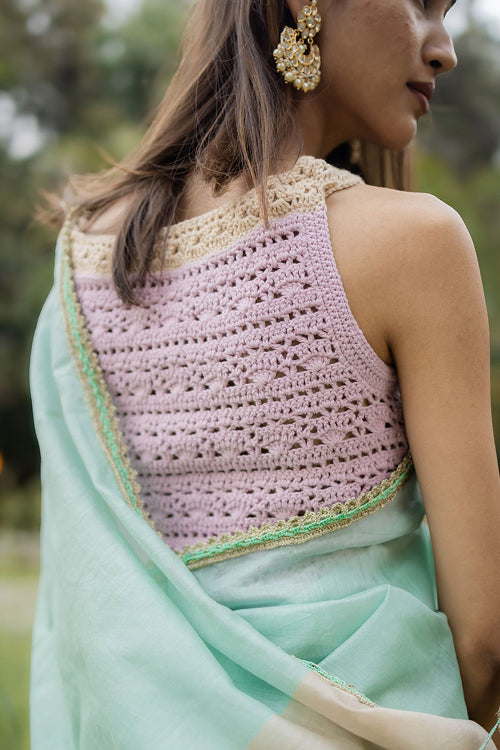 Samoolam Aakarsha Lavender Boat - Neck Blouse