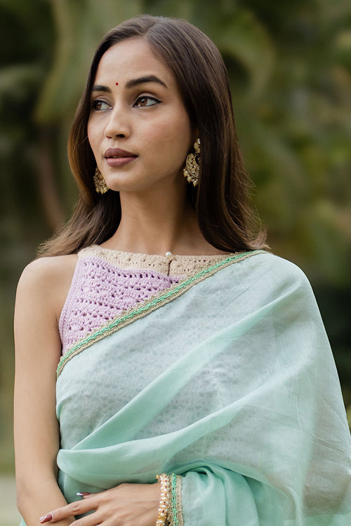 Samoolam Aakarsha Lavender Boat - Neck Blouse