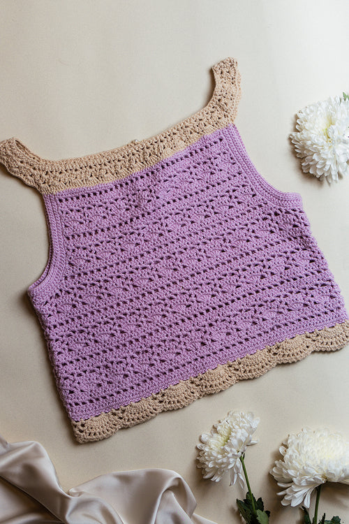 Samoolam Aakarsha Lavender Boat - Neck Blouse